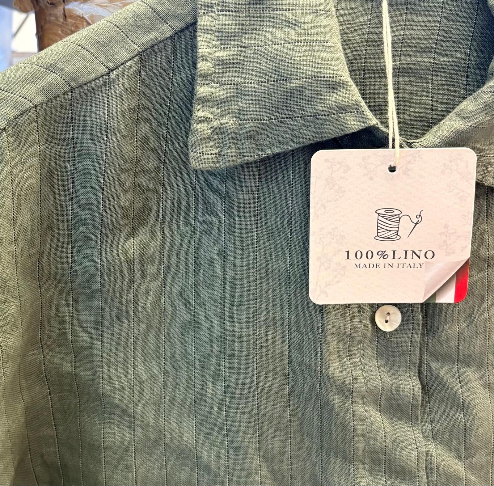Italian Linen Shirt & Skirt Two-Piece Set with Woven Belt
