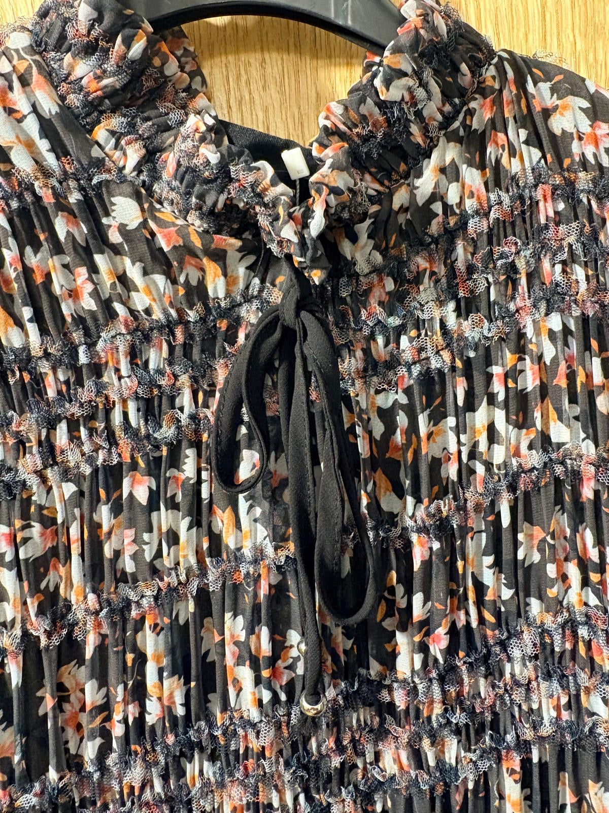 Miss Finch NYC Abstract Floral Micro-Pleated Midi Dress