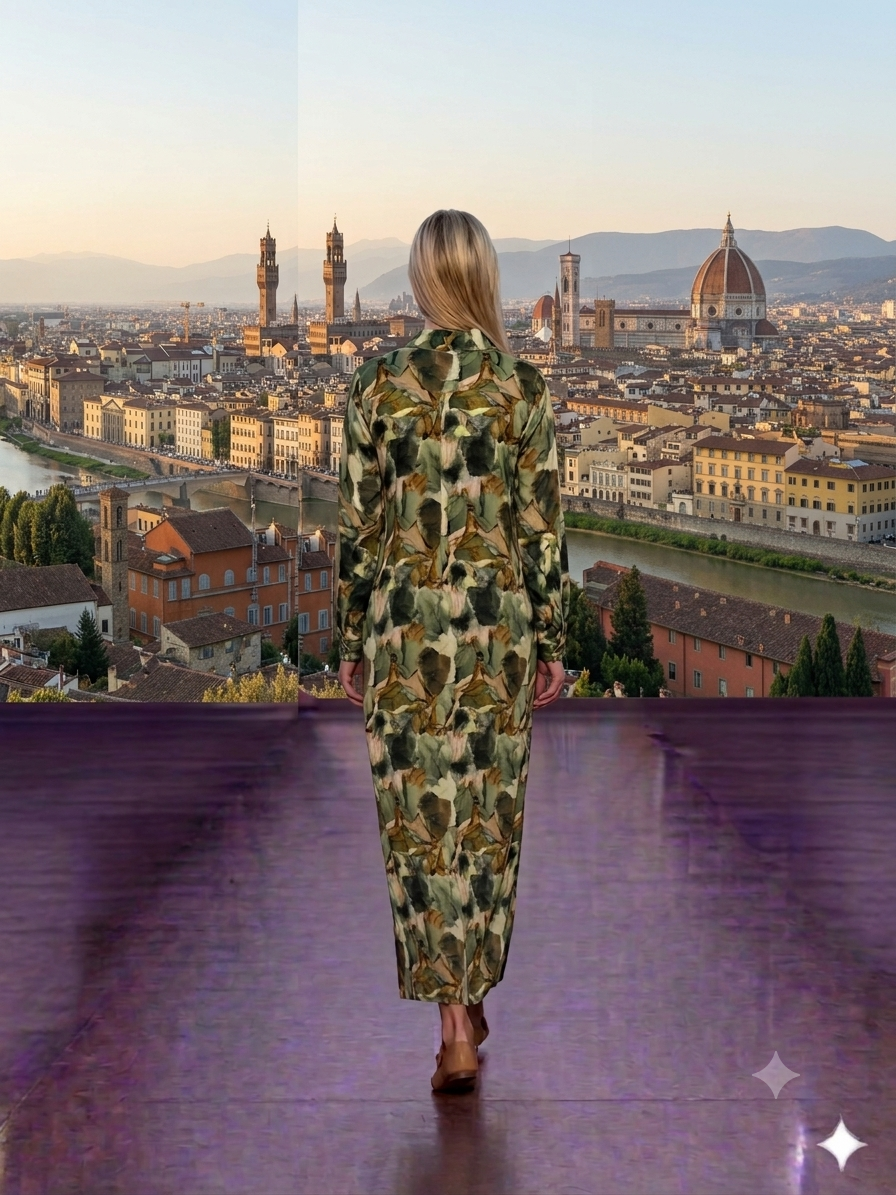 Lola Made in Italy Viscose Silk Long Sleeve & Maxi Skirt Set