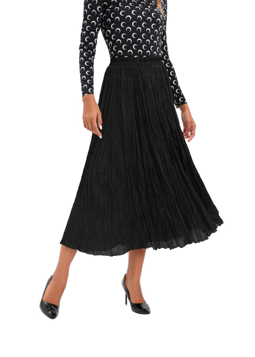 Midi Length Wrinkle pleated Skirt - MissFinchNYC