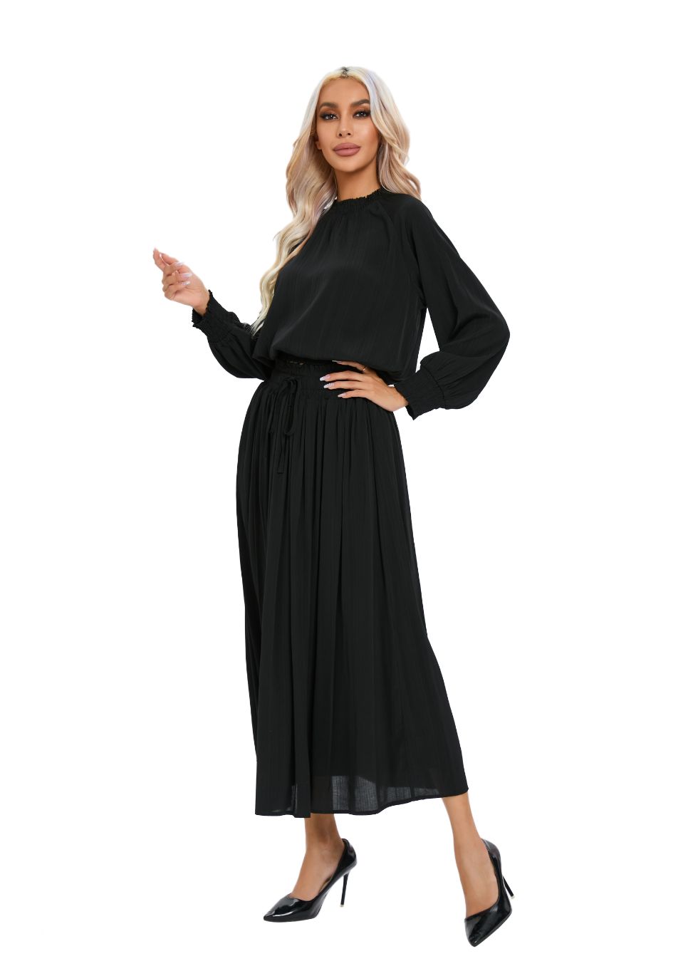 Lightweight Black Two-Piece Midi Set XS / Black Lightweight Black Two-Piece Midi Set XS / Black