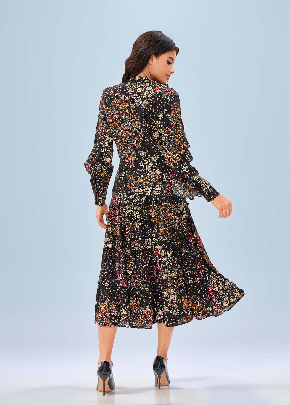 Mocha Rose Fleur Two Piece Midi Dress Set