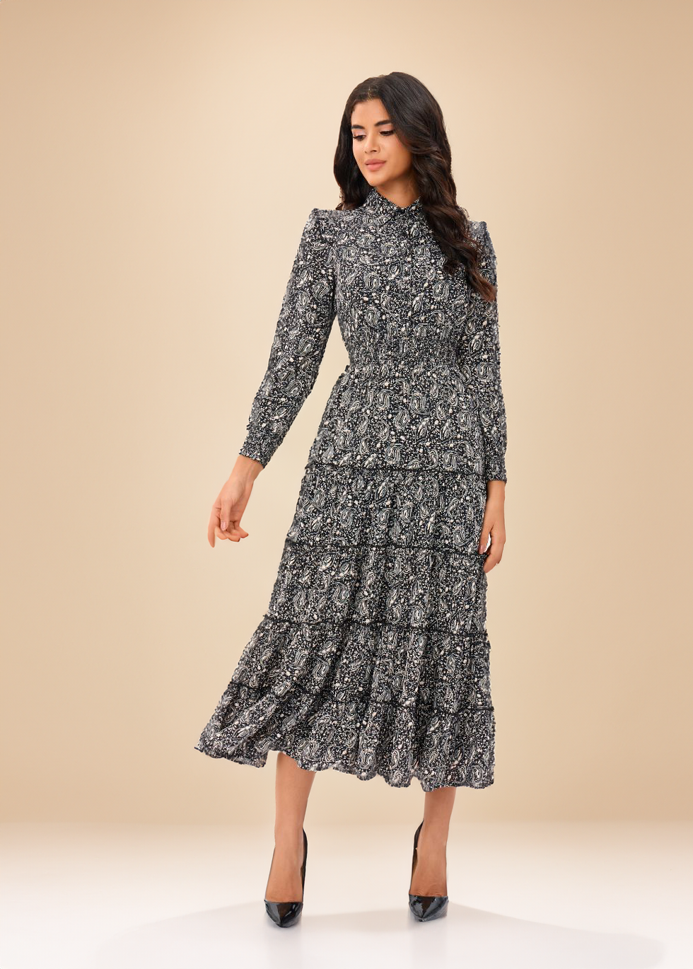 Blushing Sands Tiered Midi Dress