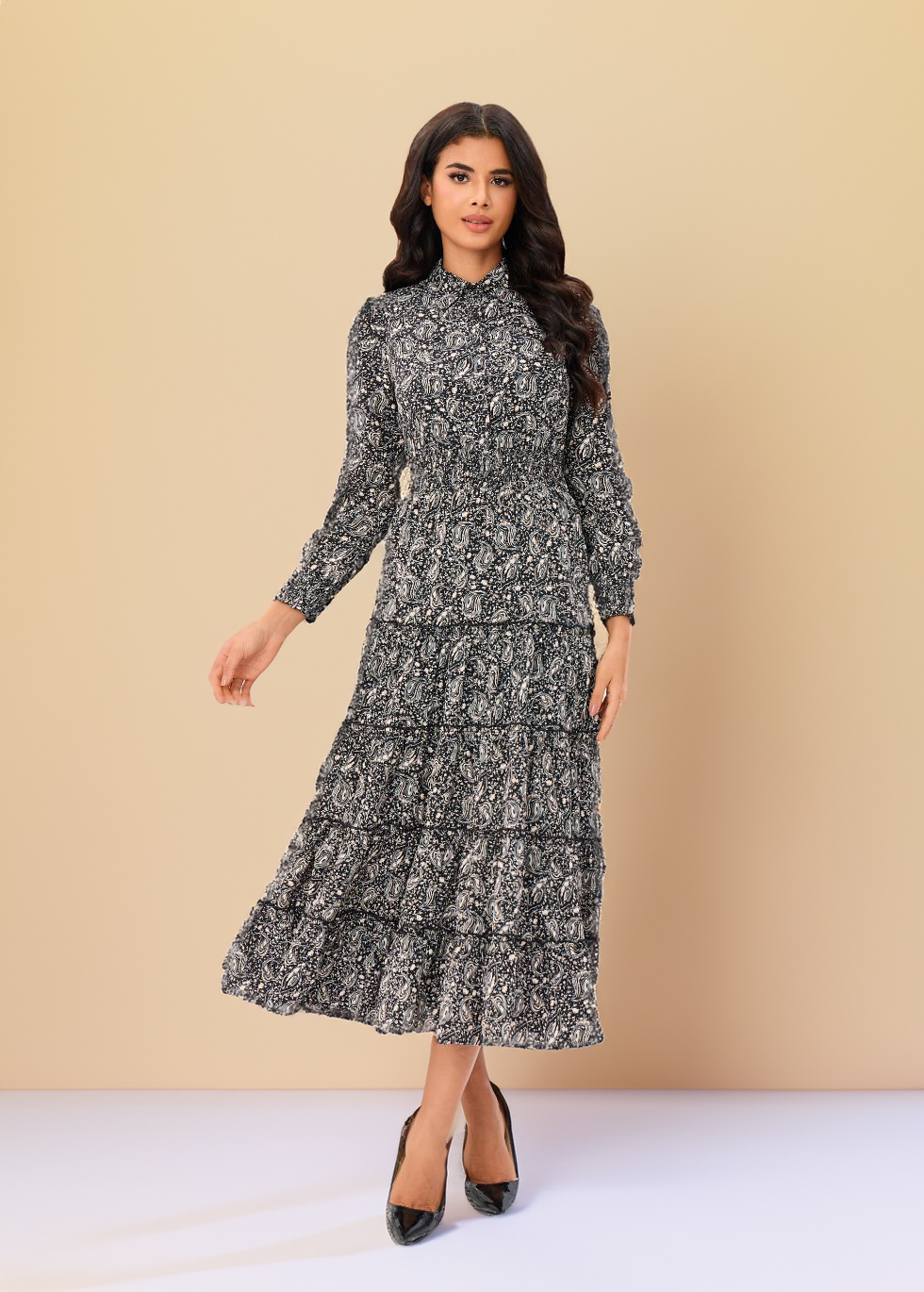 Blushing Sands Tiered Midi Dress