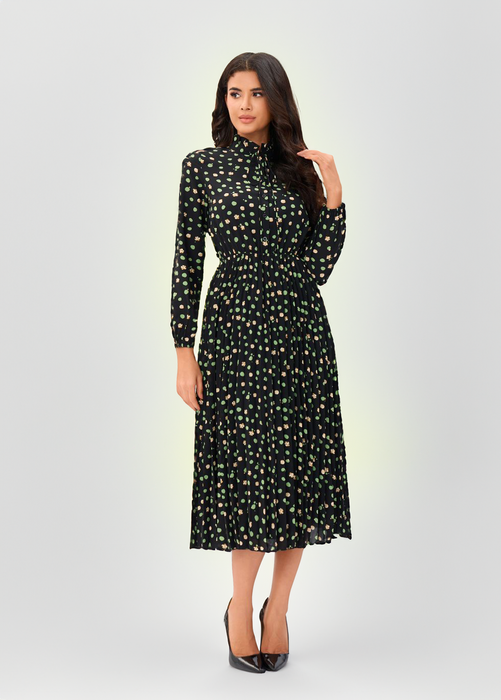 Green Foliage Midi Dress