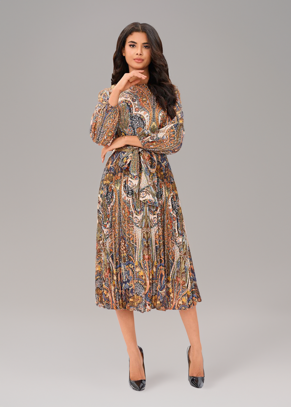 Paisley Shein Midi Dress