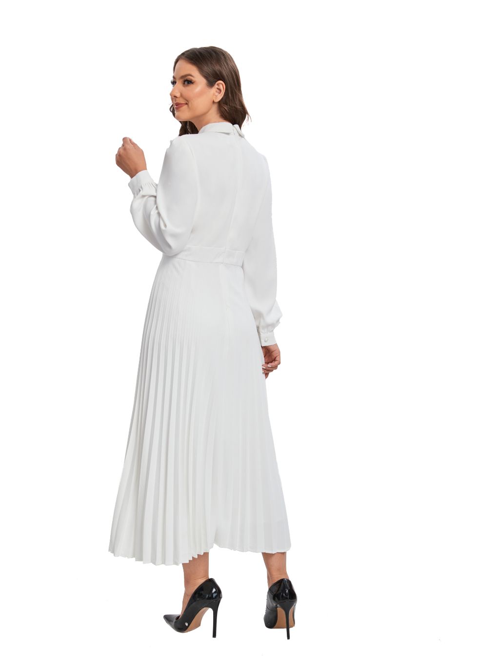 White Lace Detail Midi Dress