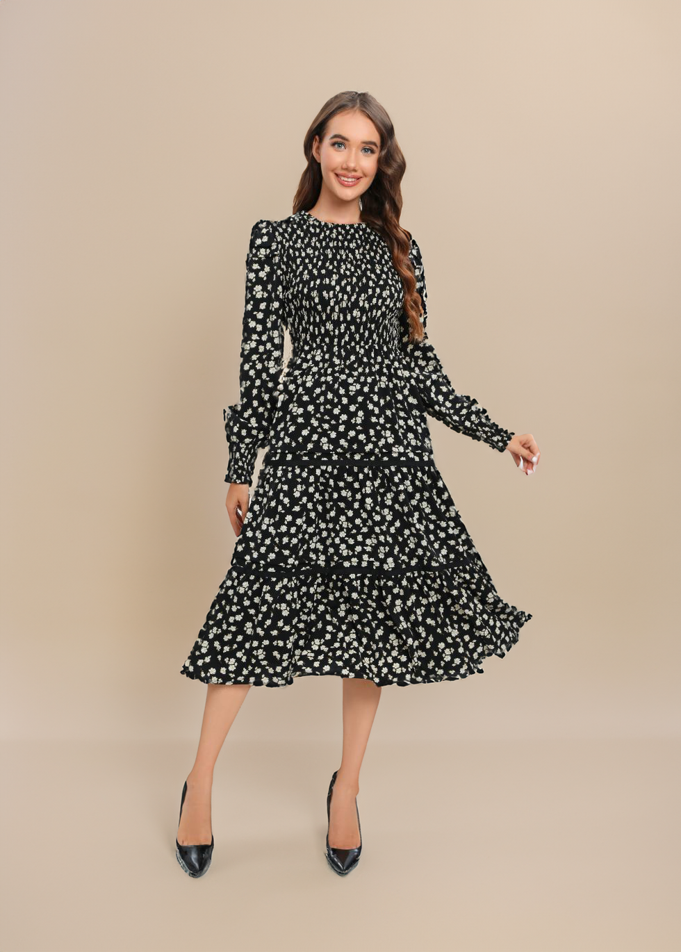 Emerald Spotlight Layered Midi Dress