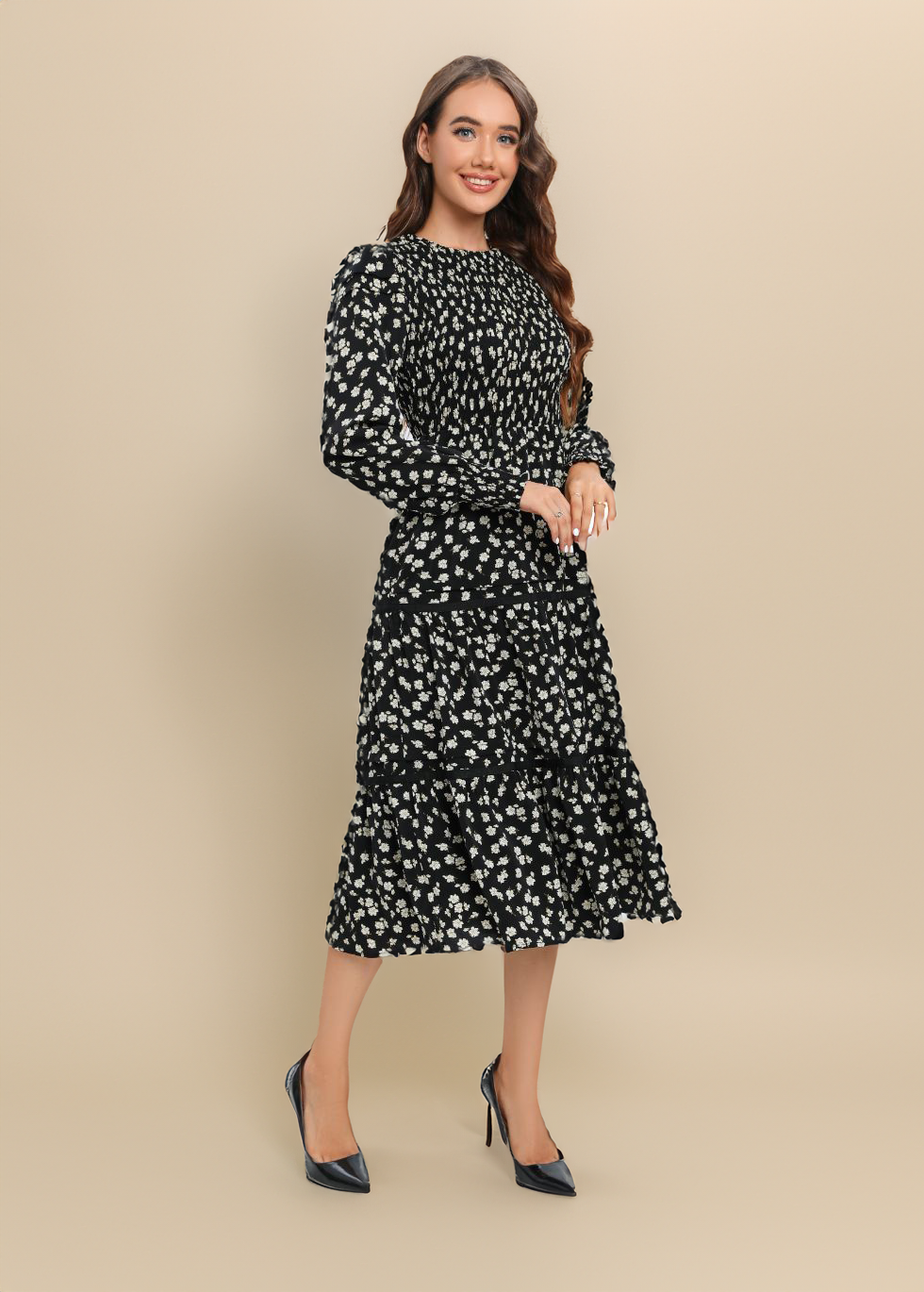 Emerald Spotlight Layered Midi Dress