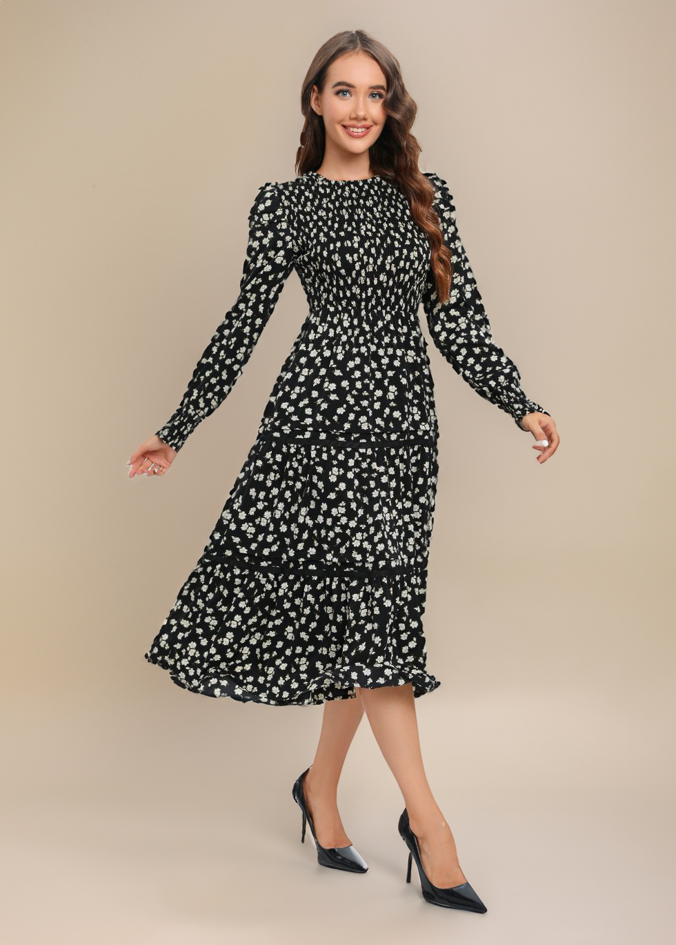 Emerald Spotlight Layered Midi Dress