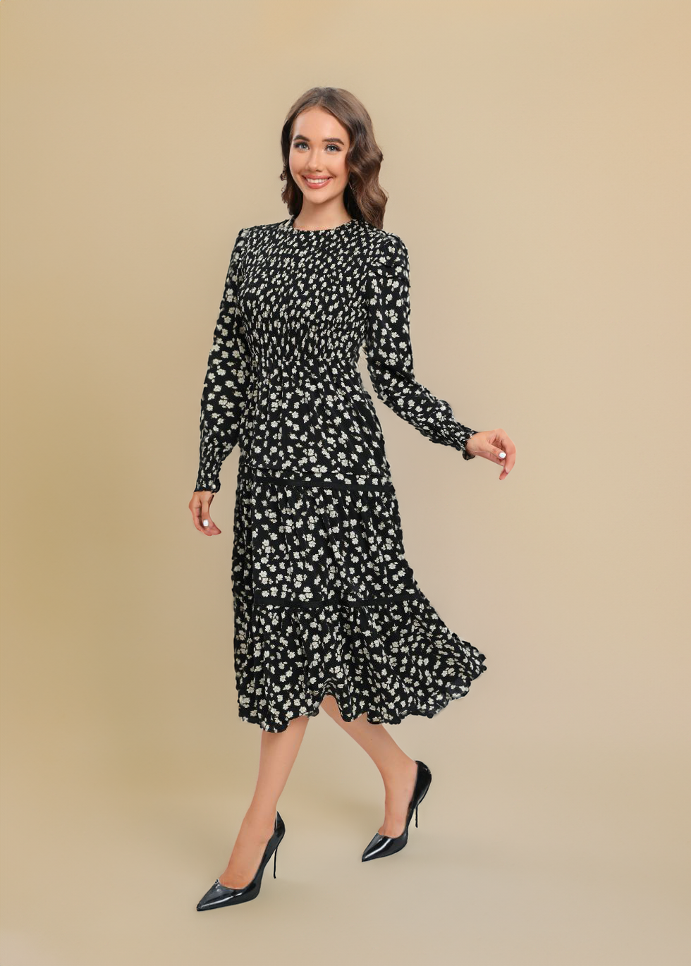 Emerald Spotlight Layered Midi Dress