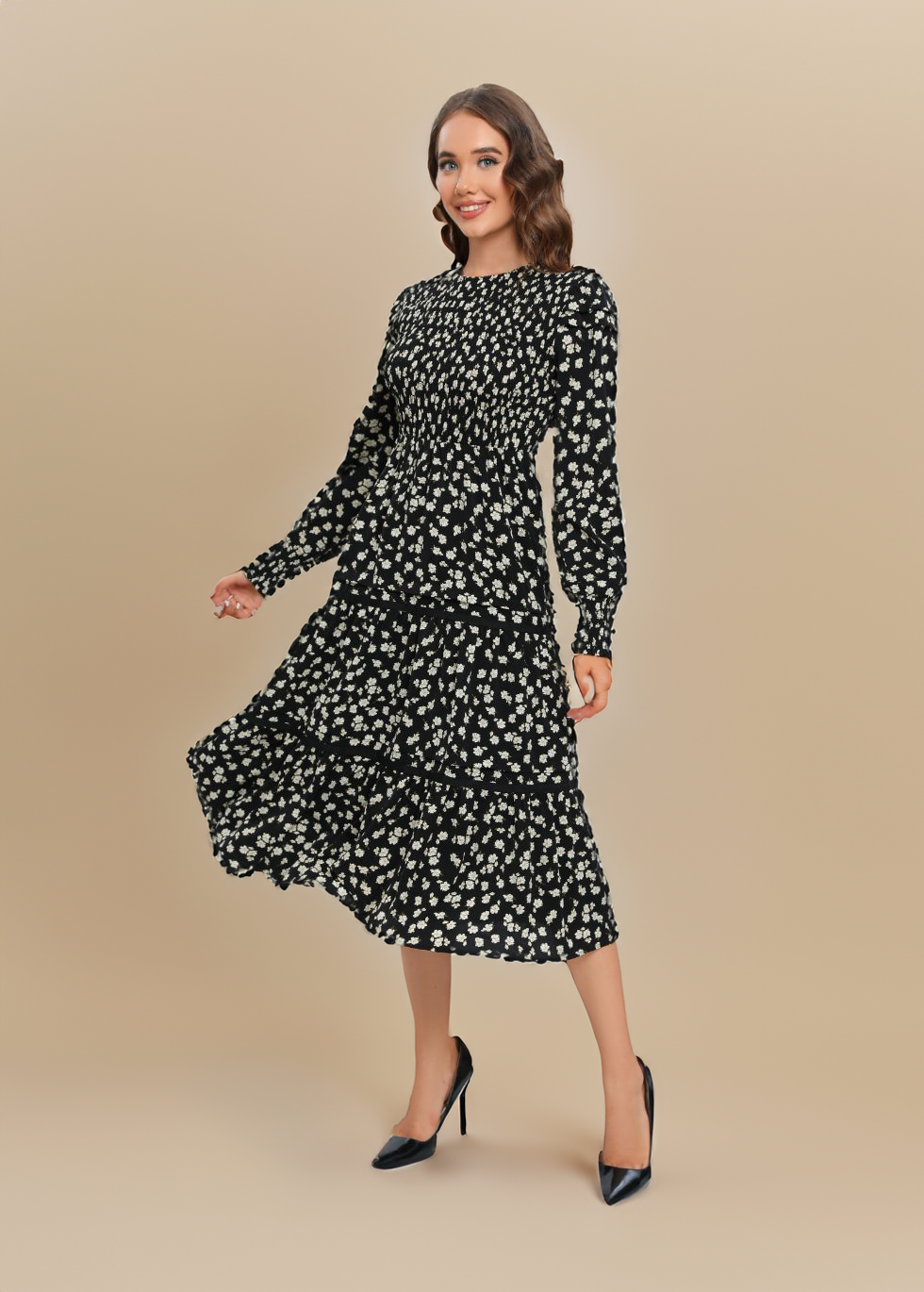 Emerald Spotlight Layered Midi Dress