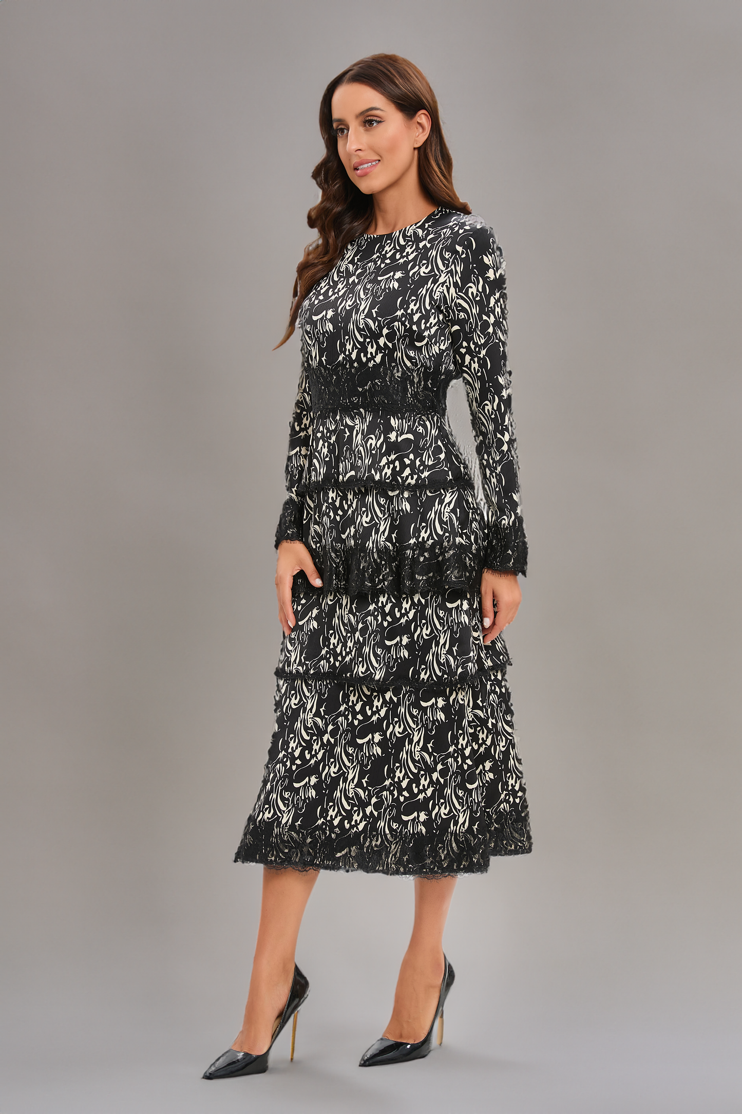Tiered Elegance Beige Dress