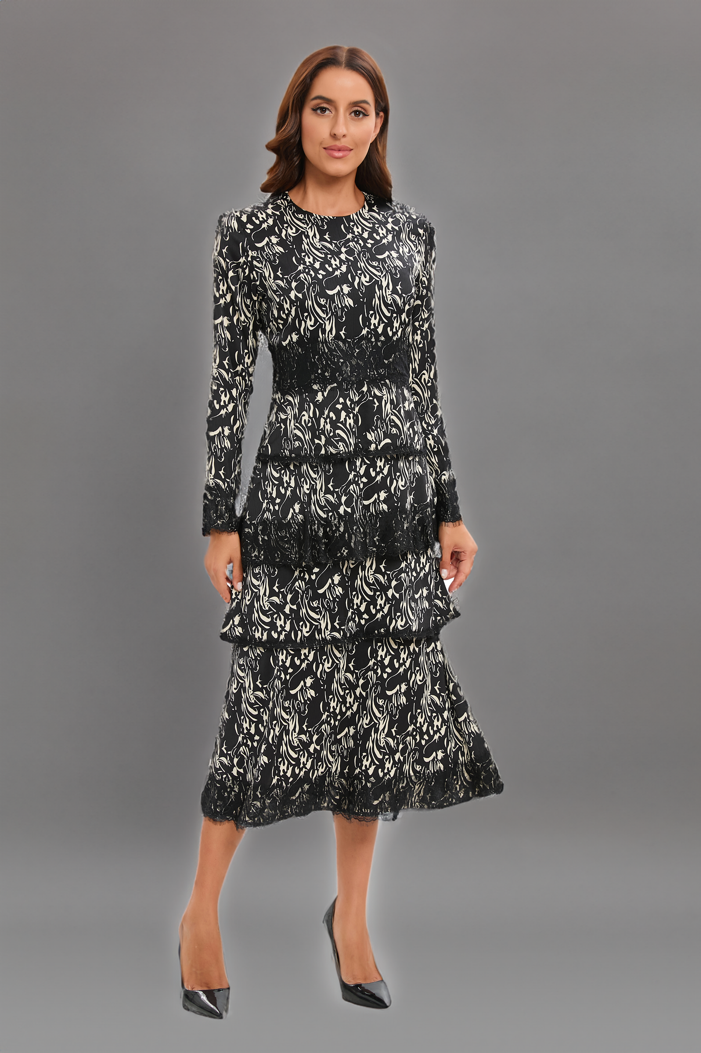 Tiered Elegance Beige Dress
