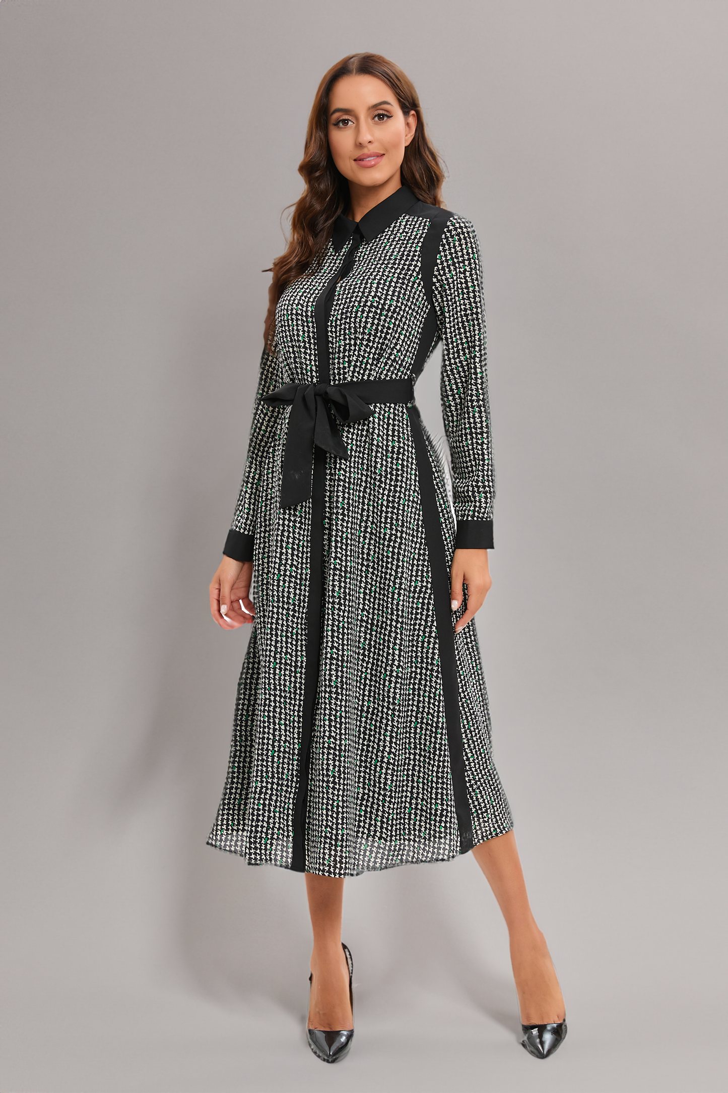 Muted Print Midi Dress