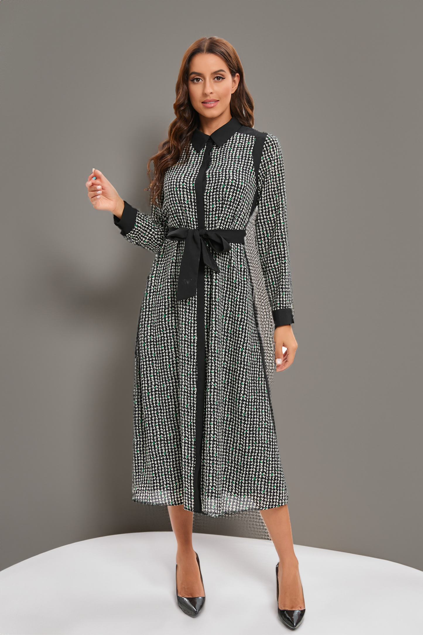Muted Print Midi Dress