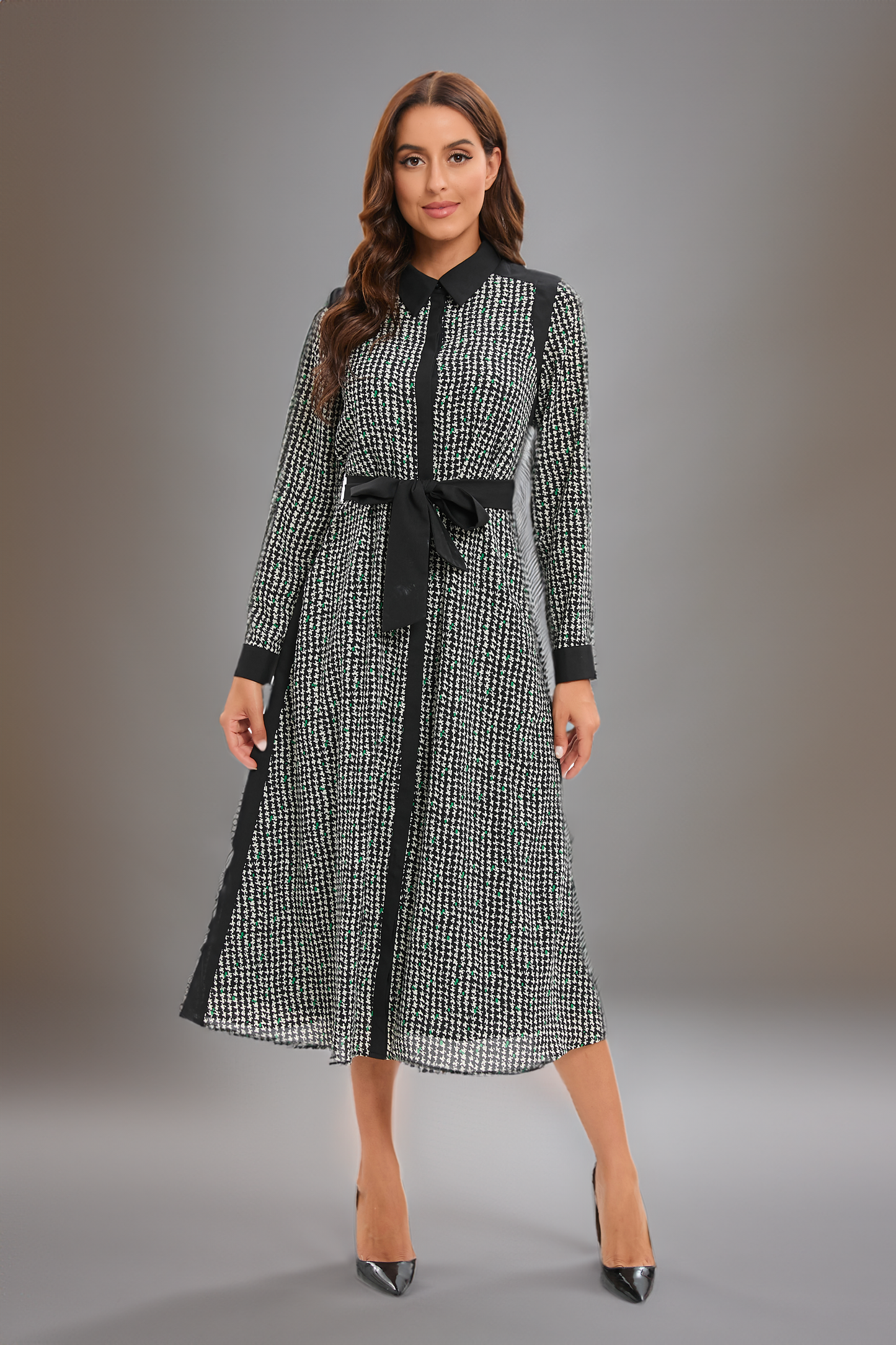 Muted Print Midi Dress