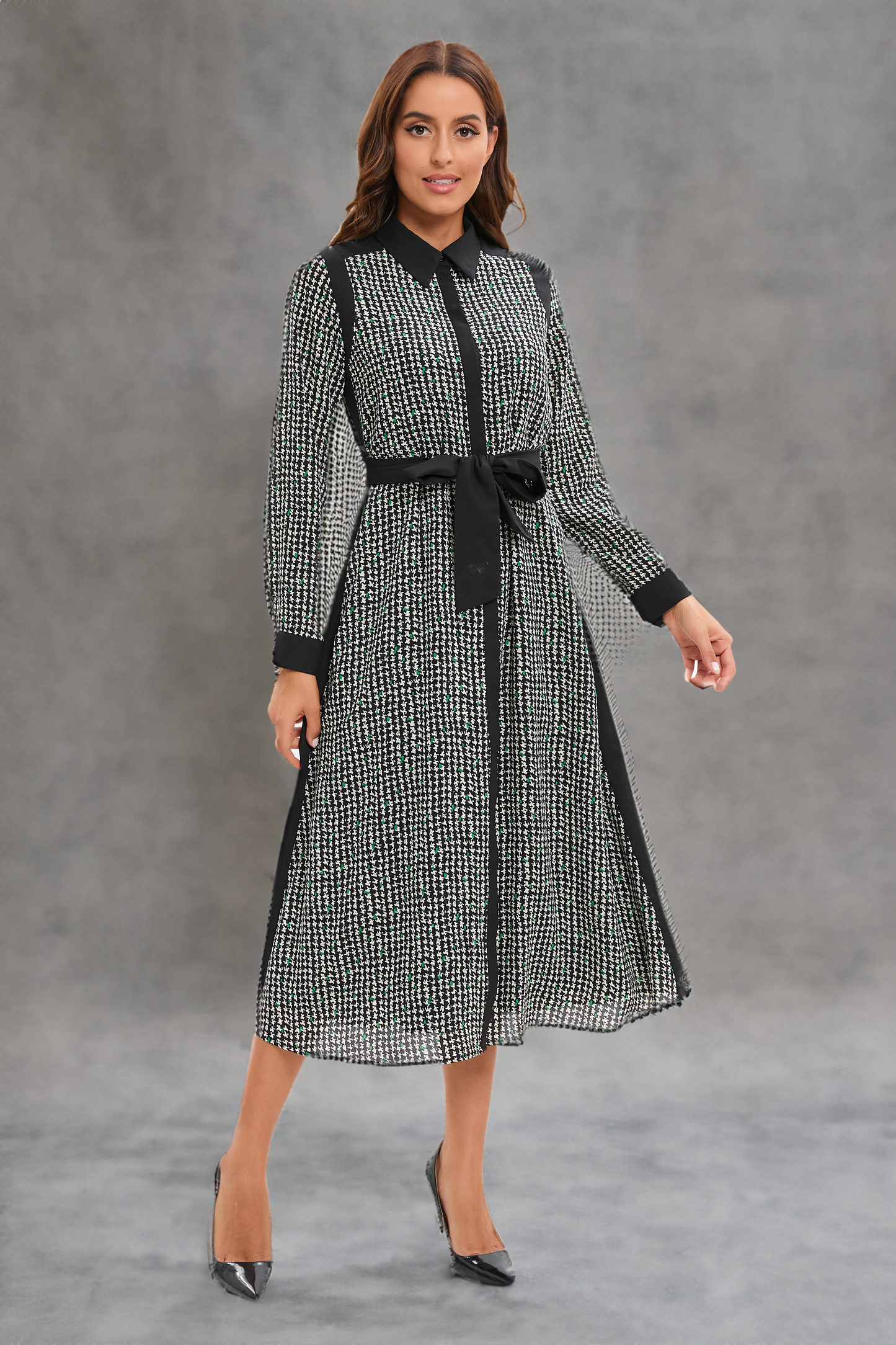 Muted Print Midi Dress