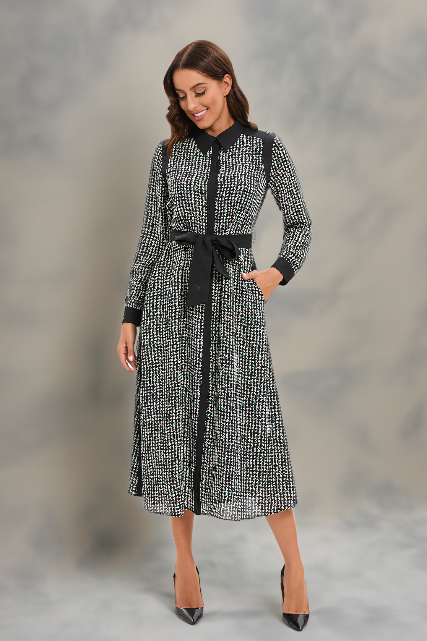 Muted Print Midi Dress