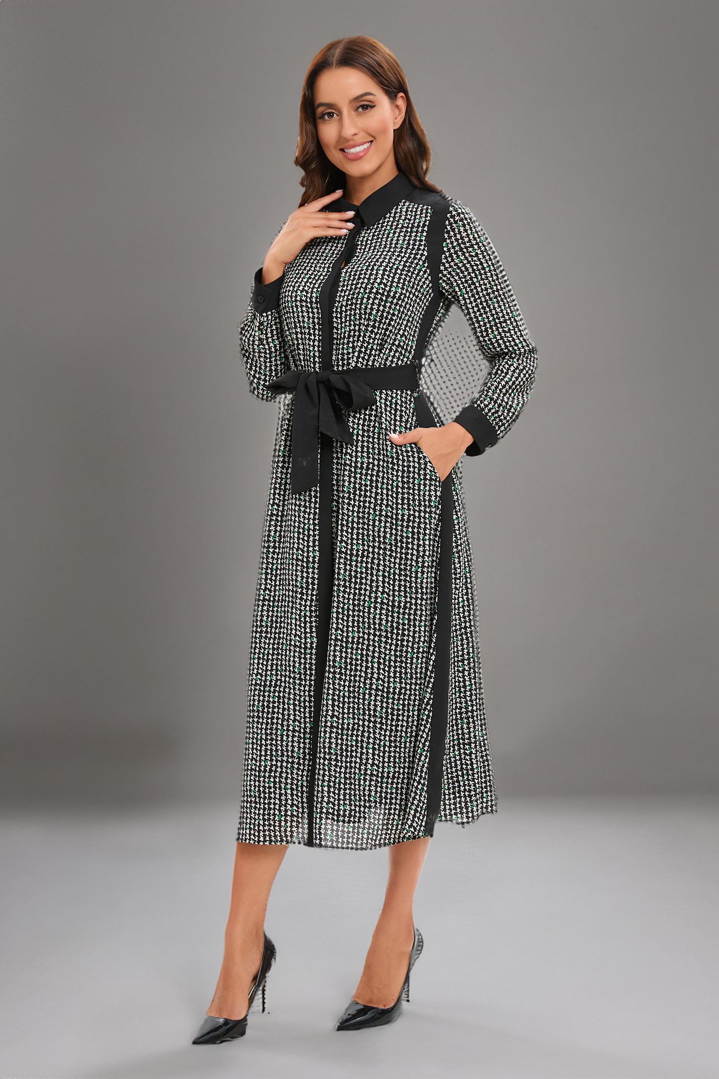 Muted Print Midi Dress
