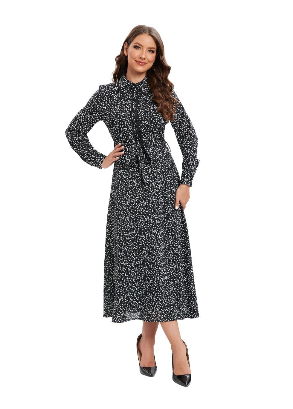 Shadow Print Midi Dress