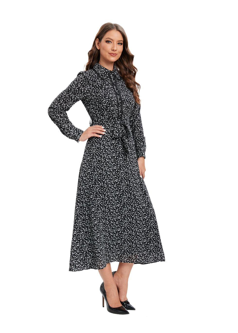 Shadow Print Midi Dress