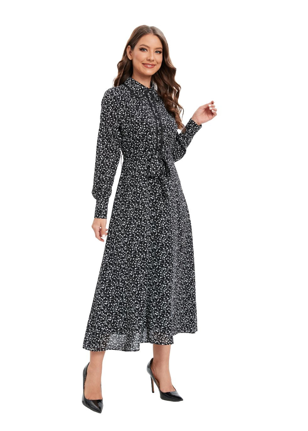Shadow Print Midi Dress