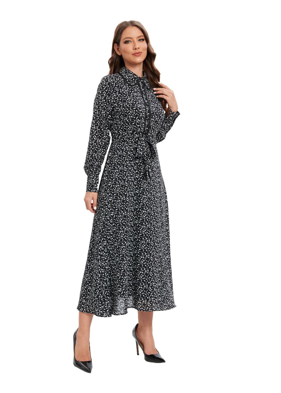 Shadow Print Midi Dress