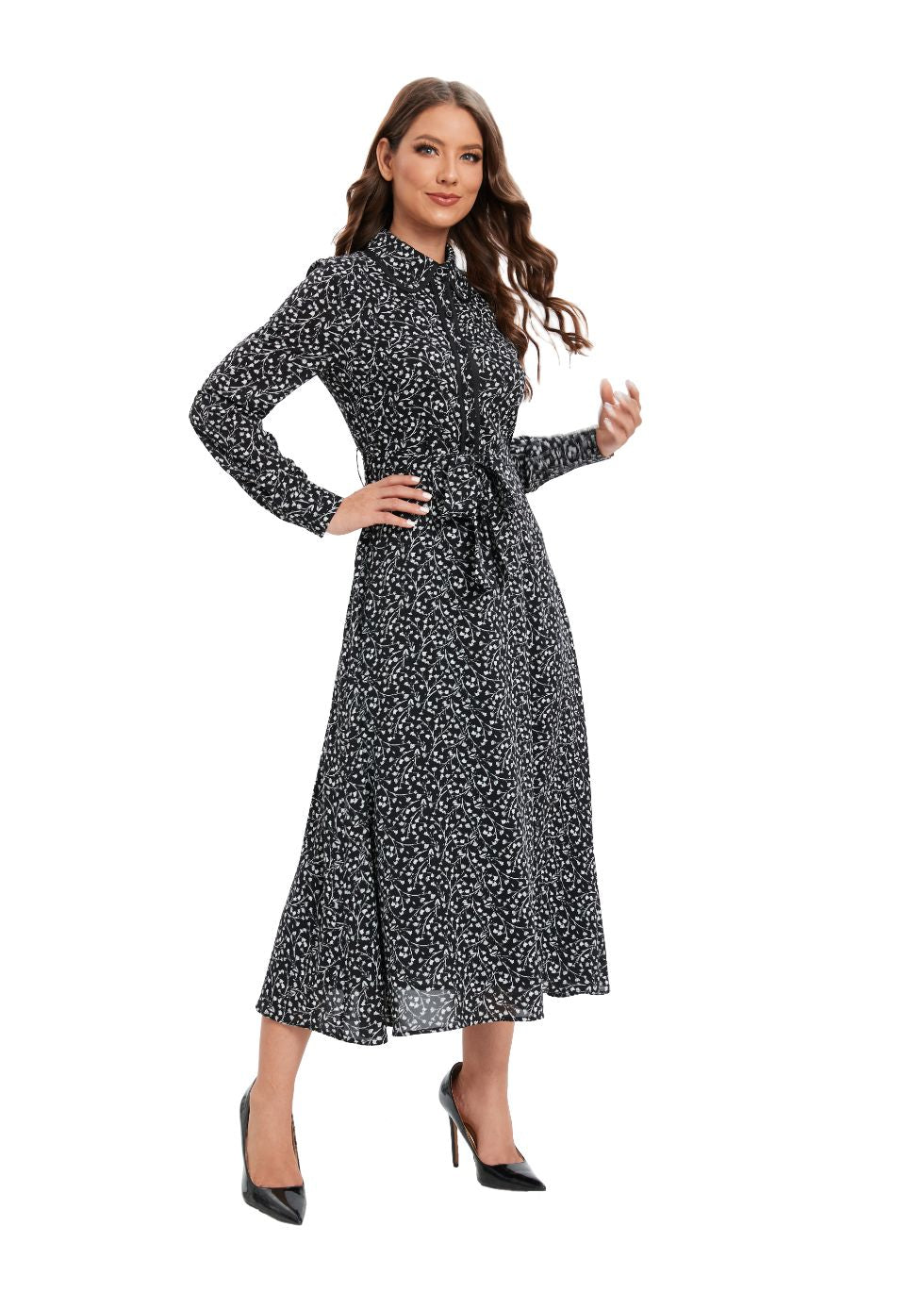 Shadow Print Midi Dress