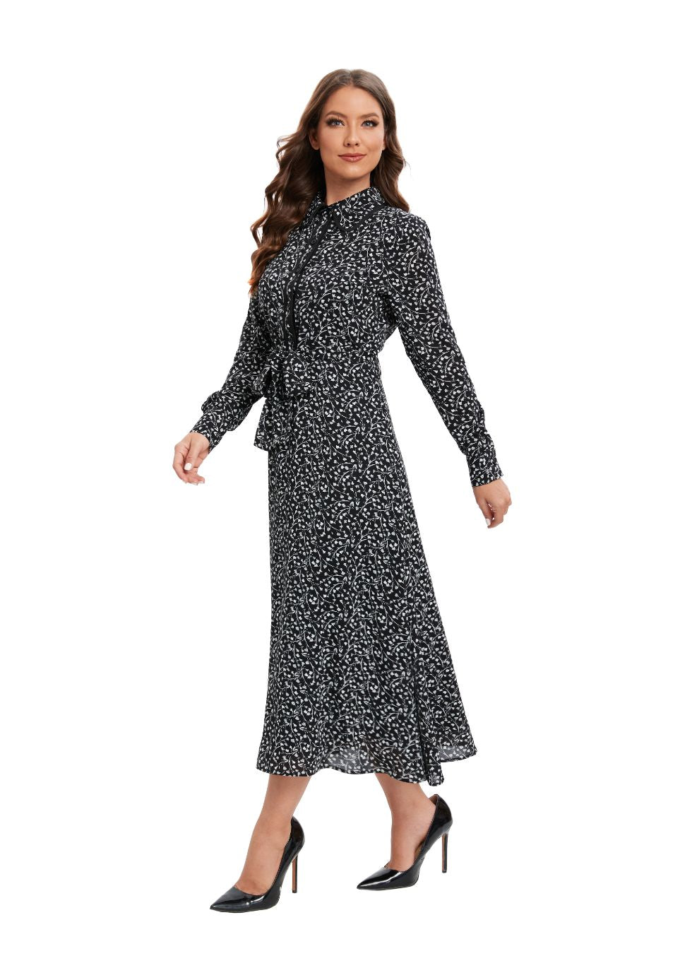 Shadow Print Midi Dress