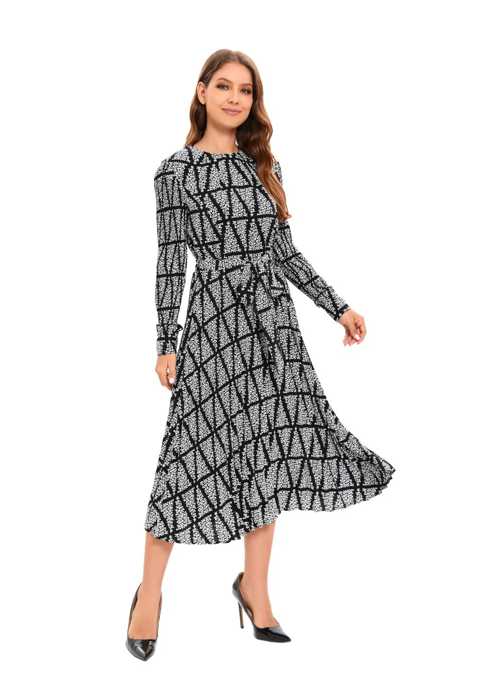 Monochrome Grace Midi Dress