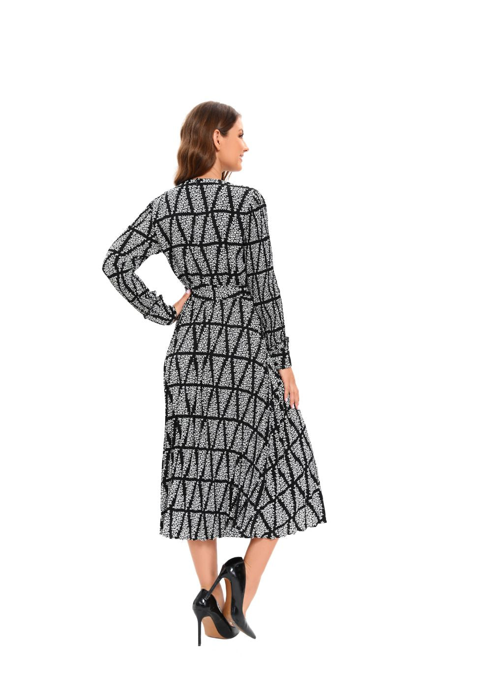 Monochrome Grace Midi Dress