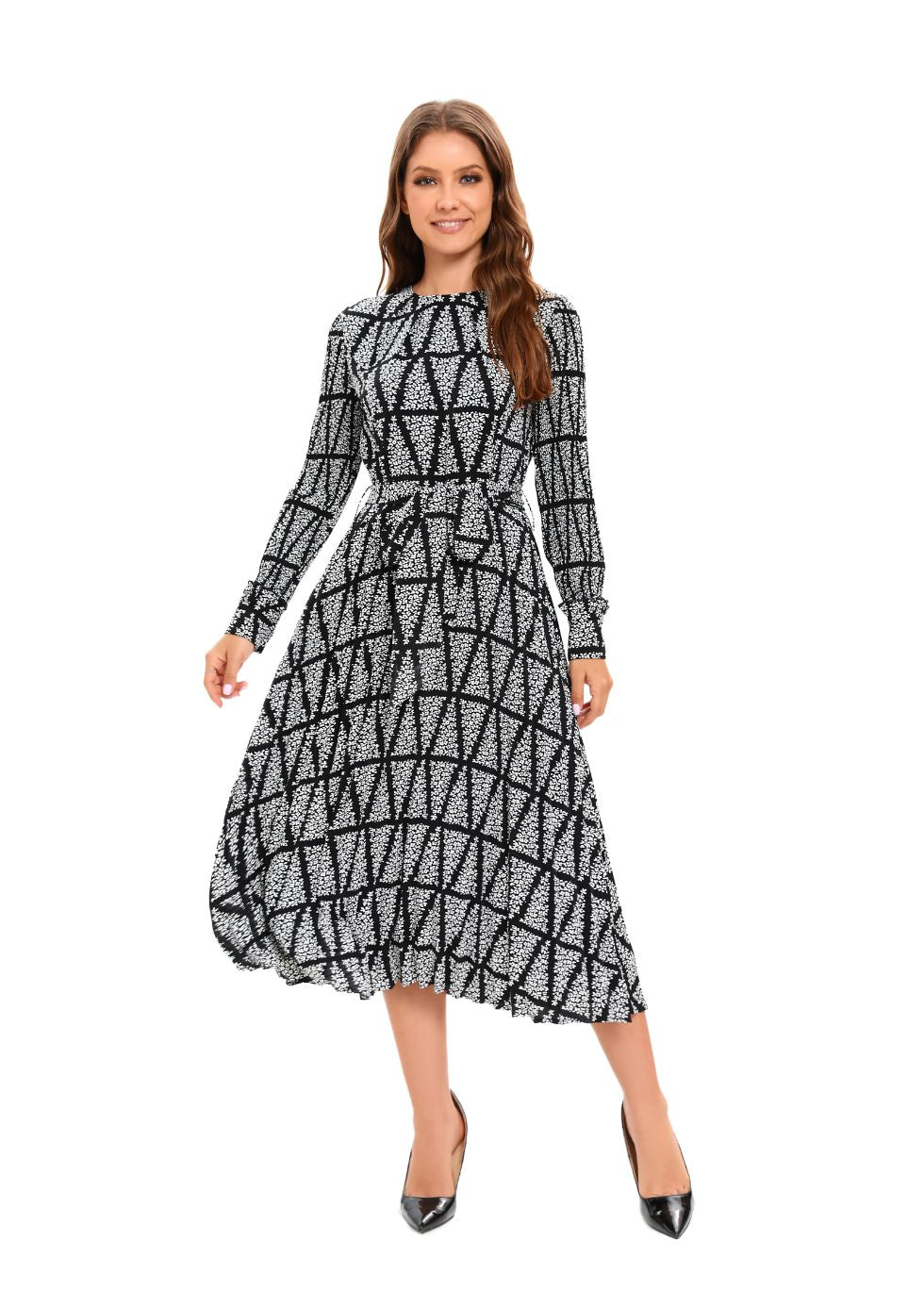 Monochrome Grace Midi Dress