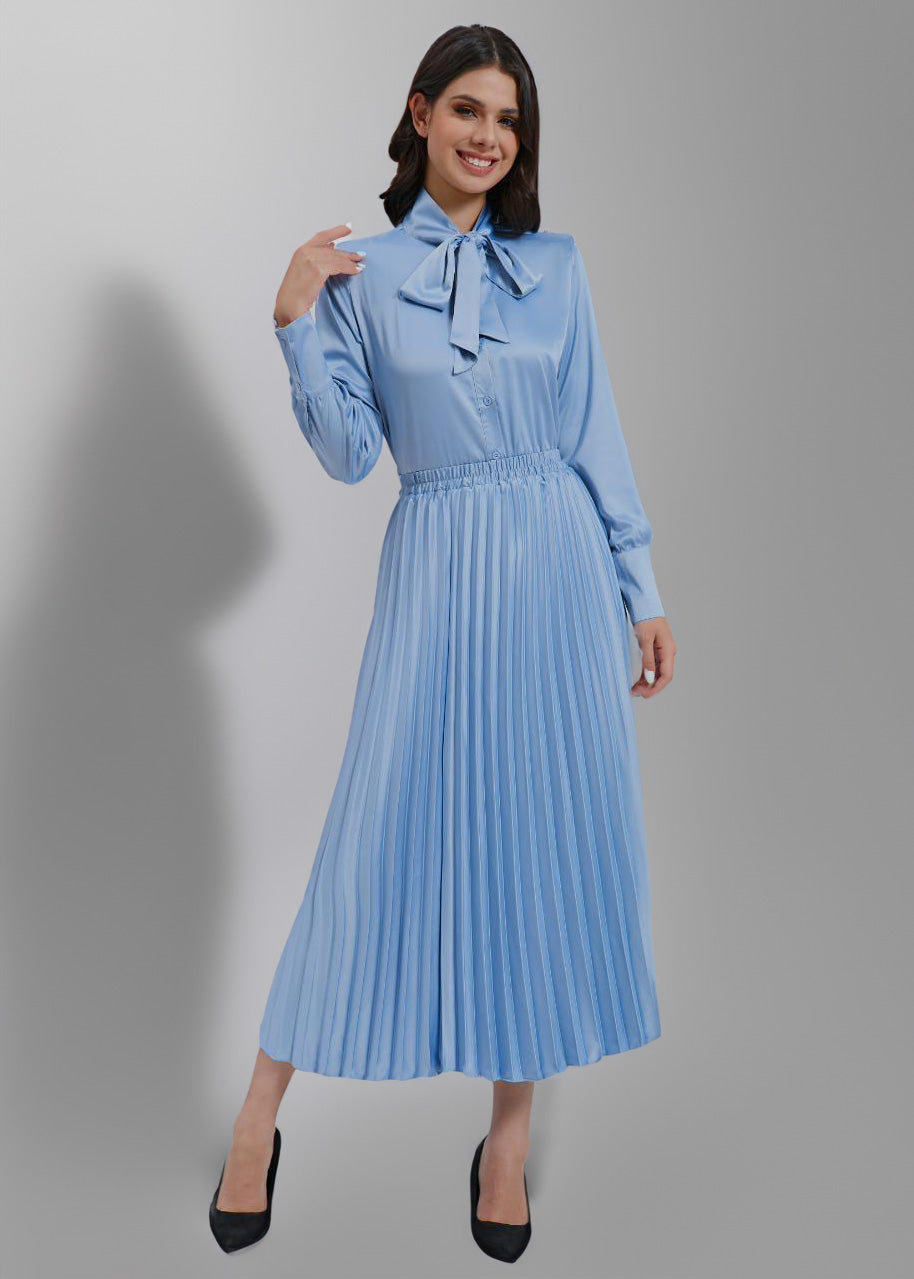 Blue Breeze Satin Outfit Set - MissFinchNYC
