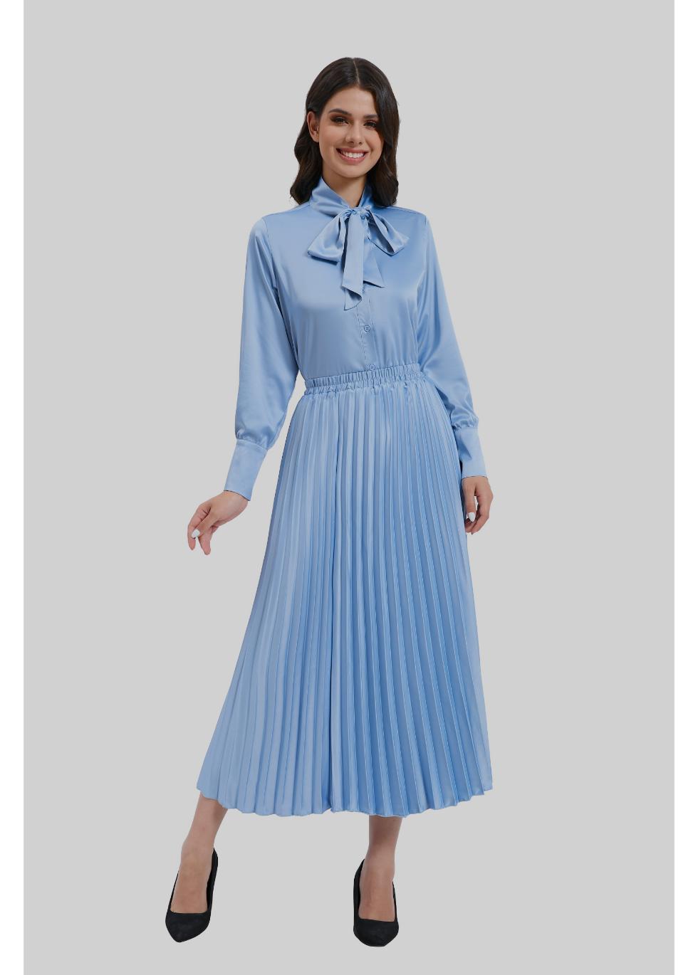 Blue Breeze Satin Outfit Set - MissFinchNYC