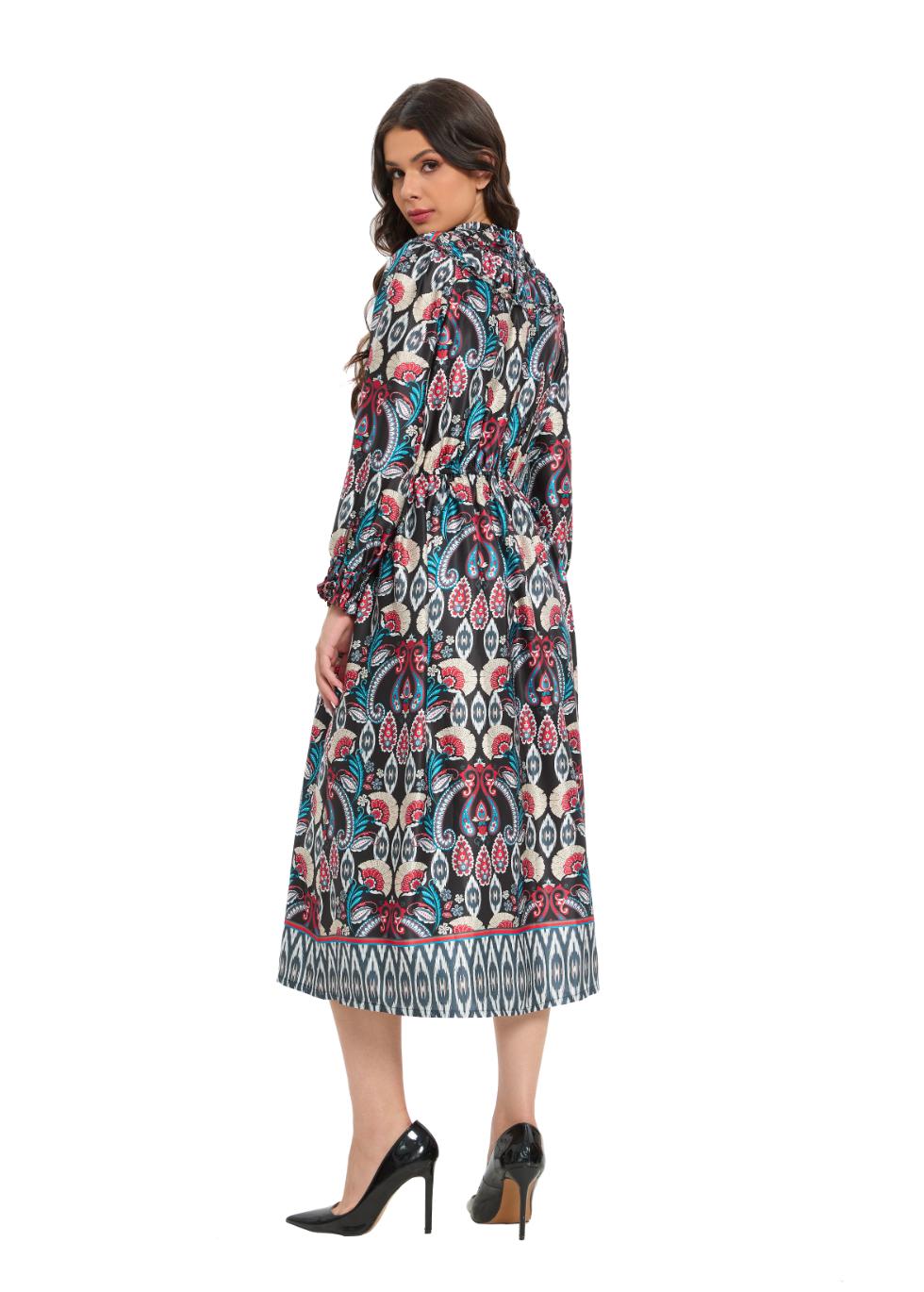 Regal Paisley Print Midi Dress