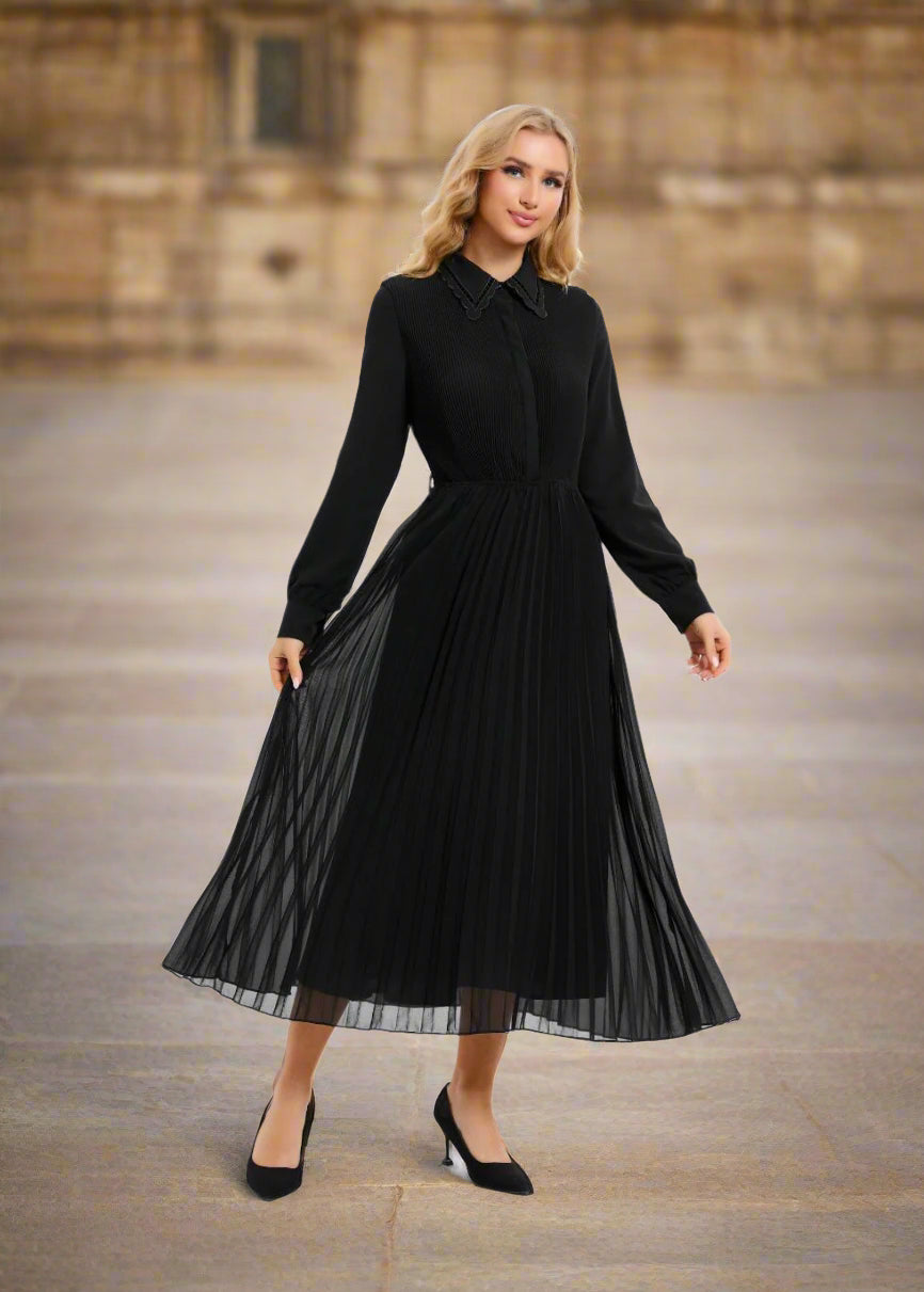 Nightbloom Pleated Midi Dress - MissFinchNYC