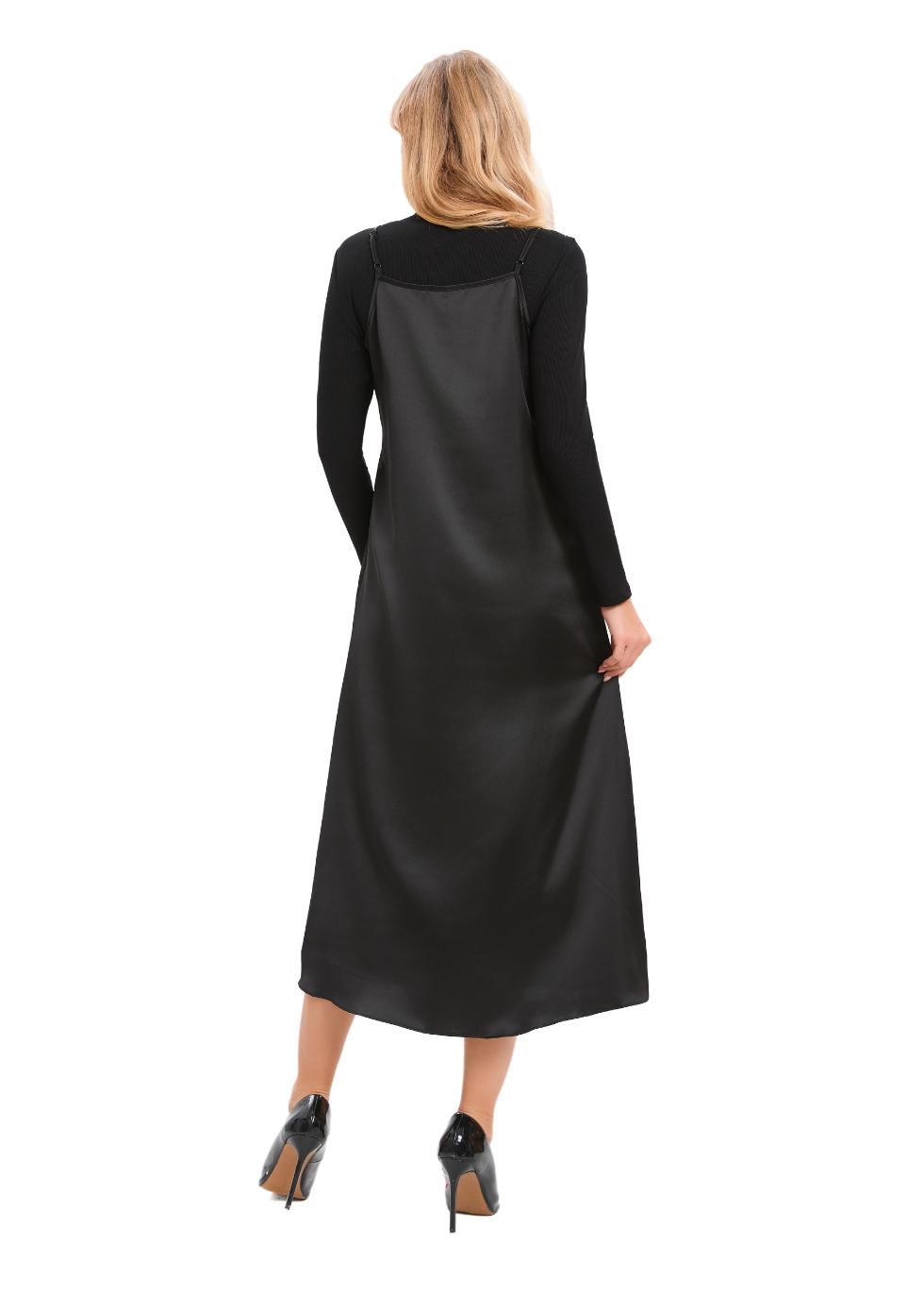 Black Chic Midi Slip Dress Outfit Set