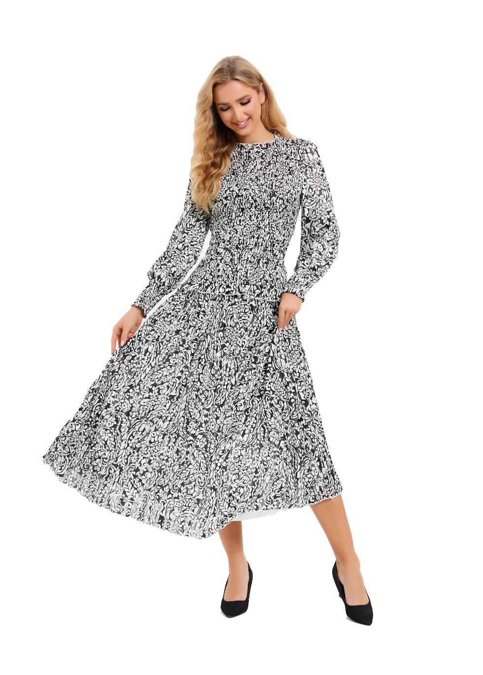 Paisley Monochrome Midi Two Piece Set - MissFinchNYC