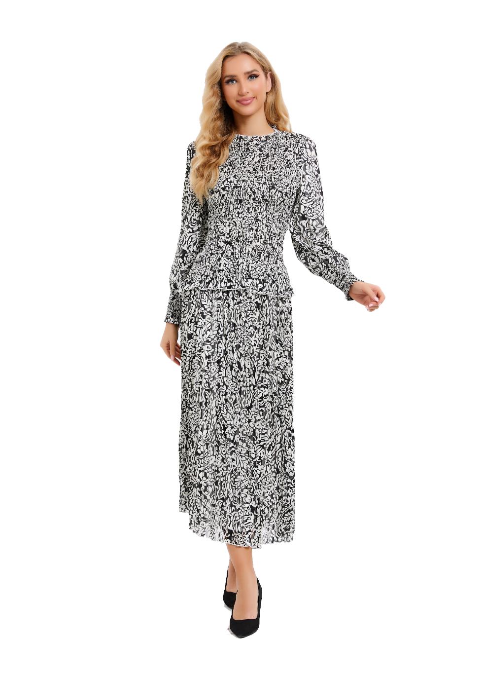 Paisley Monochrome Midi Two Piece Set - MissFinchNYC