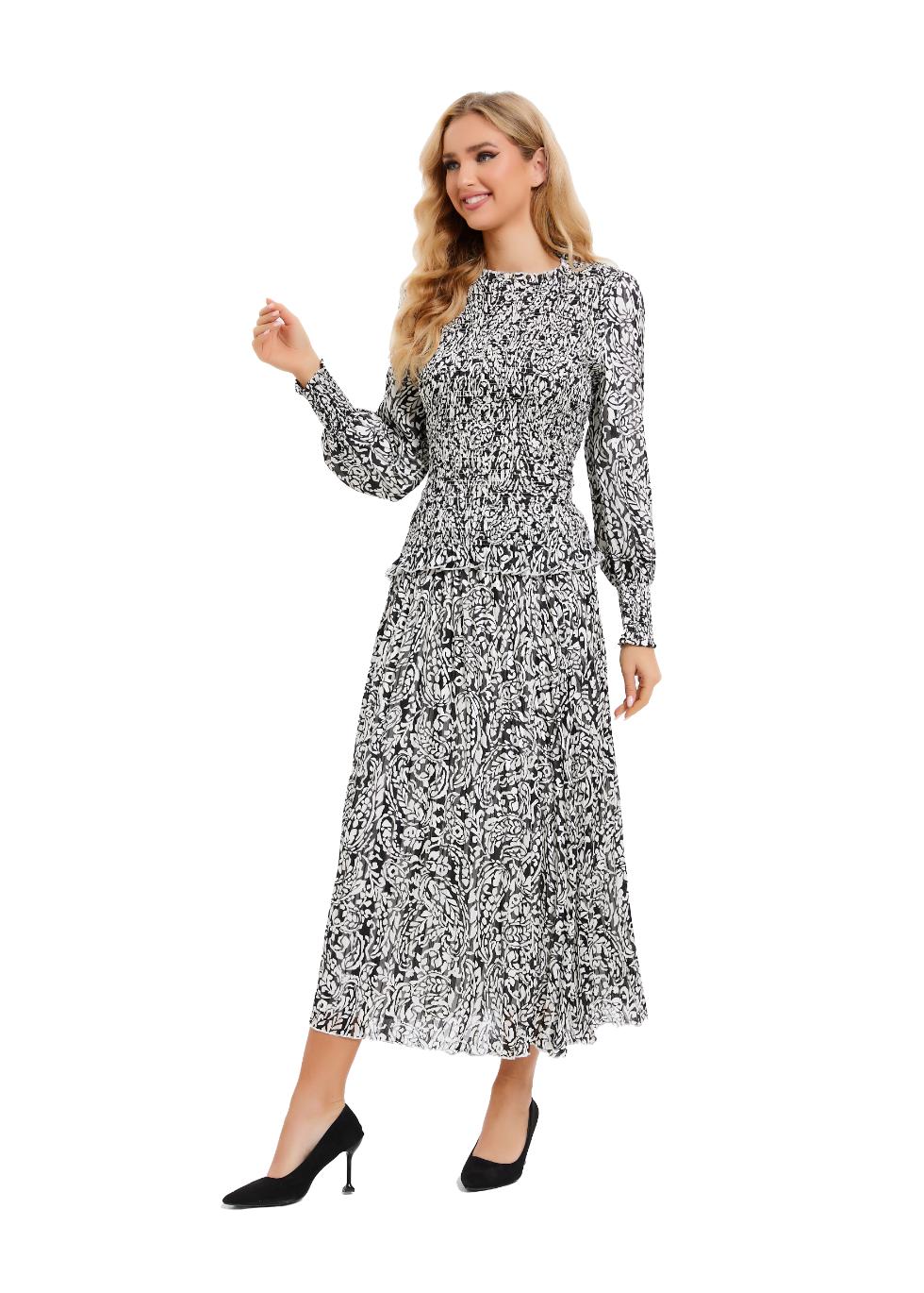Paisley Monochrome Midi Two Piece Set - MissFinchNYC