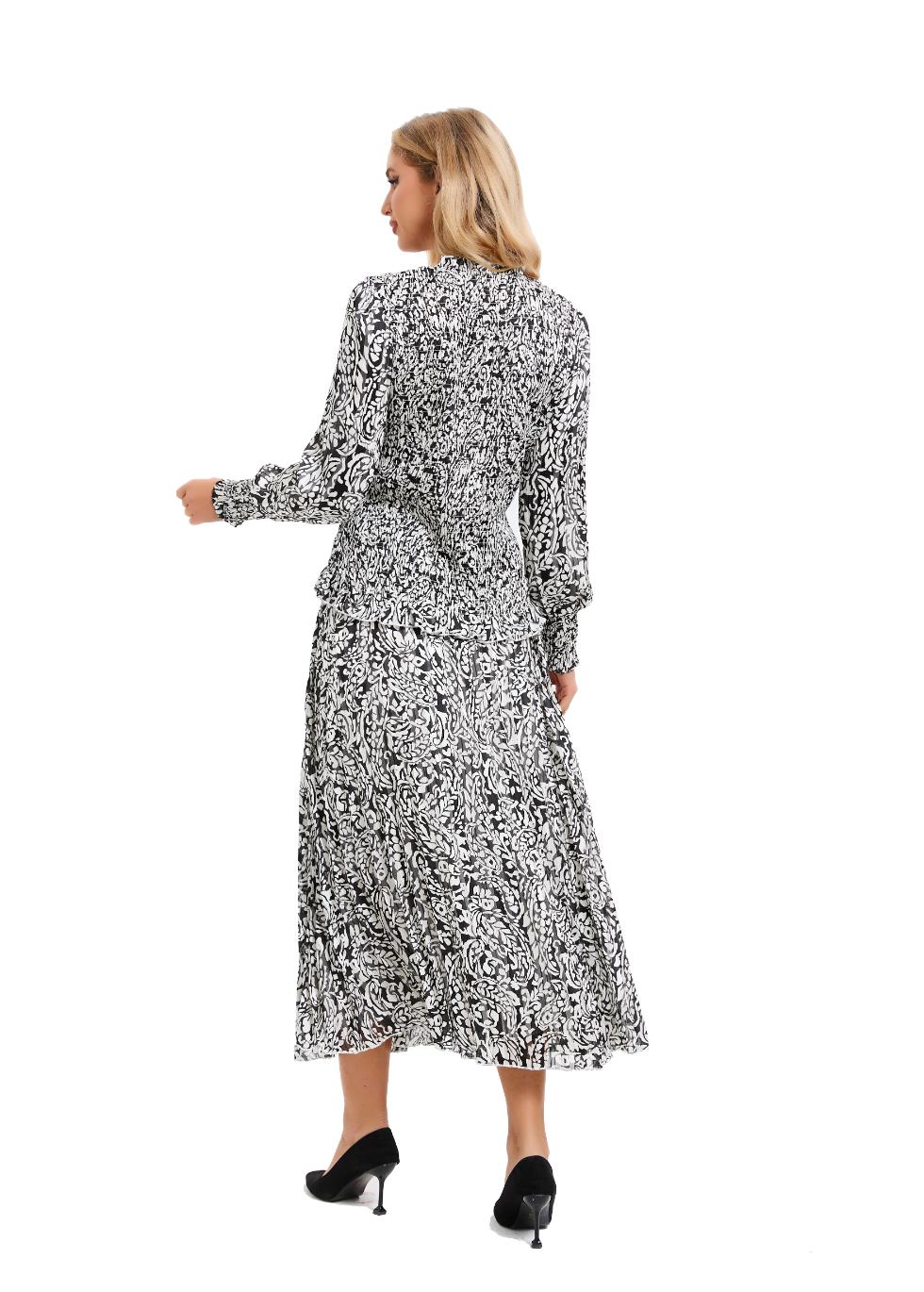 Paisley Monochrome Midi Two Piece Set - MissFinchNYC