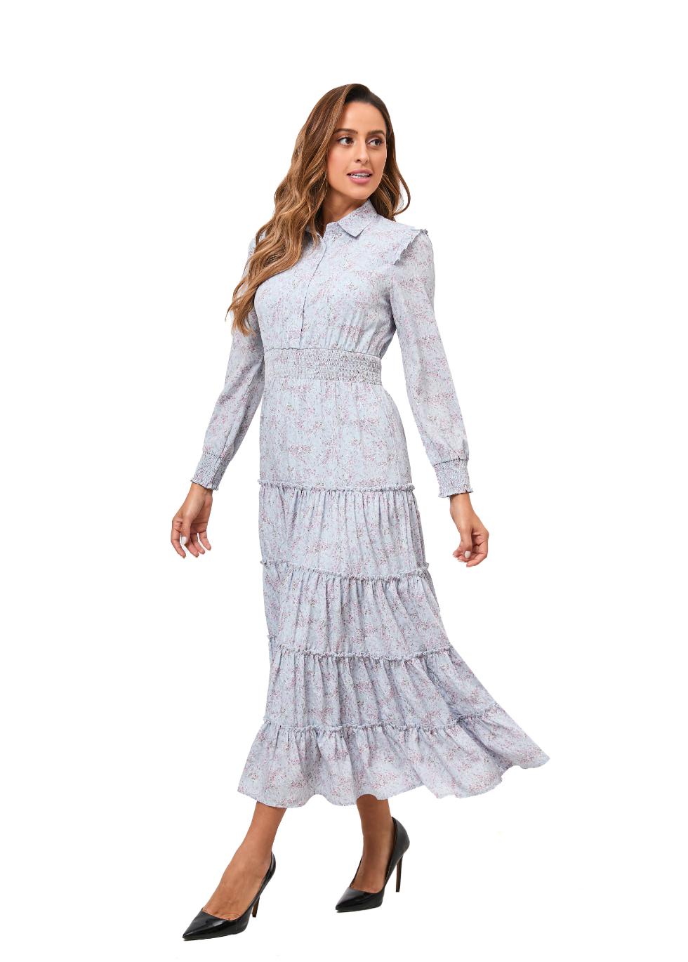 Lavender Dream Tiered Ruffle Midi Dress - MissFinchNYC