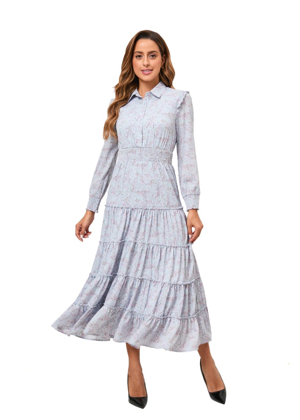 Lavender Dream Tiered Ruffle Midi Dress - MissFinchNYC