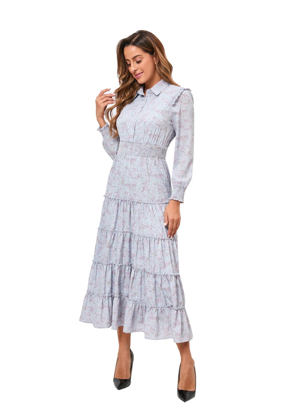 Lavender Dream Tiered Ruffle Midi Dress - MissFinchNYC