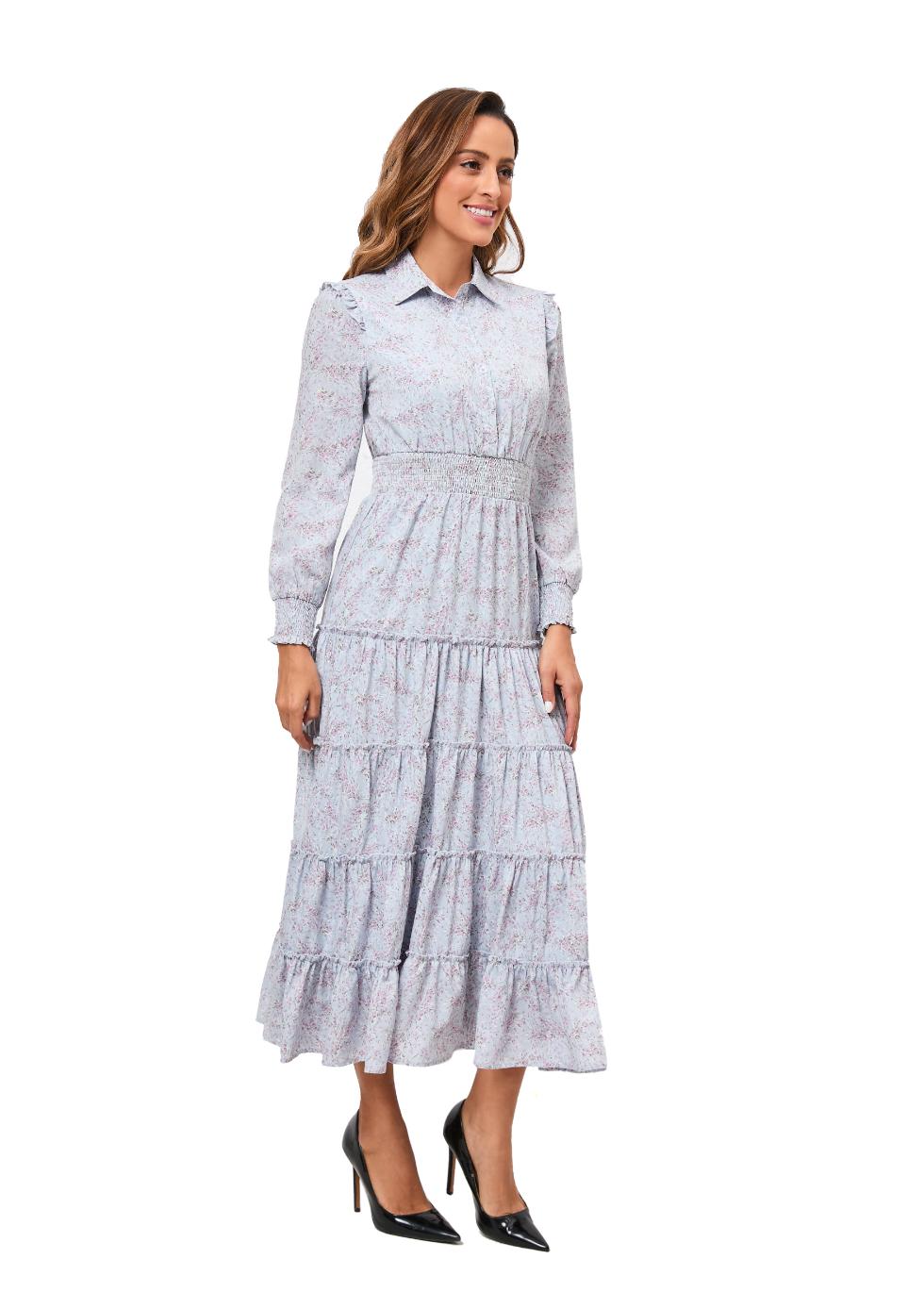 Lavender Dream Tiered Ruffle Midi Dress - MissFinchNYC