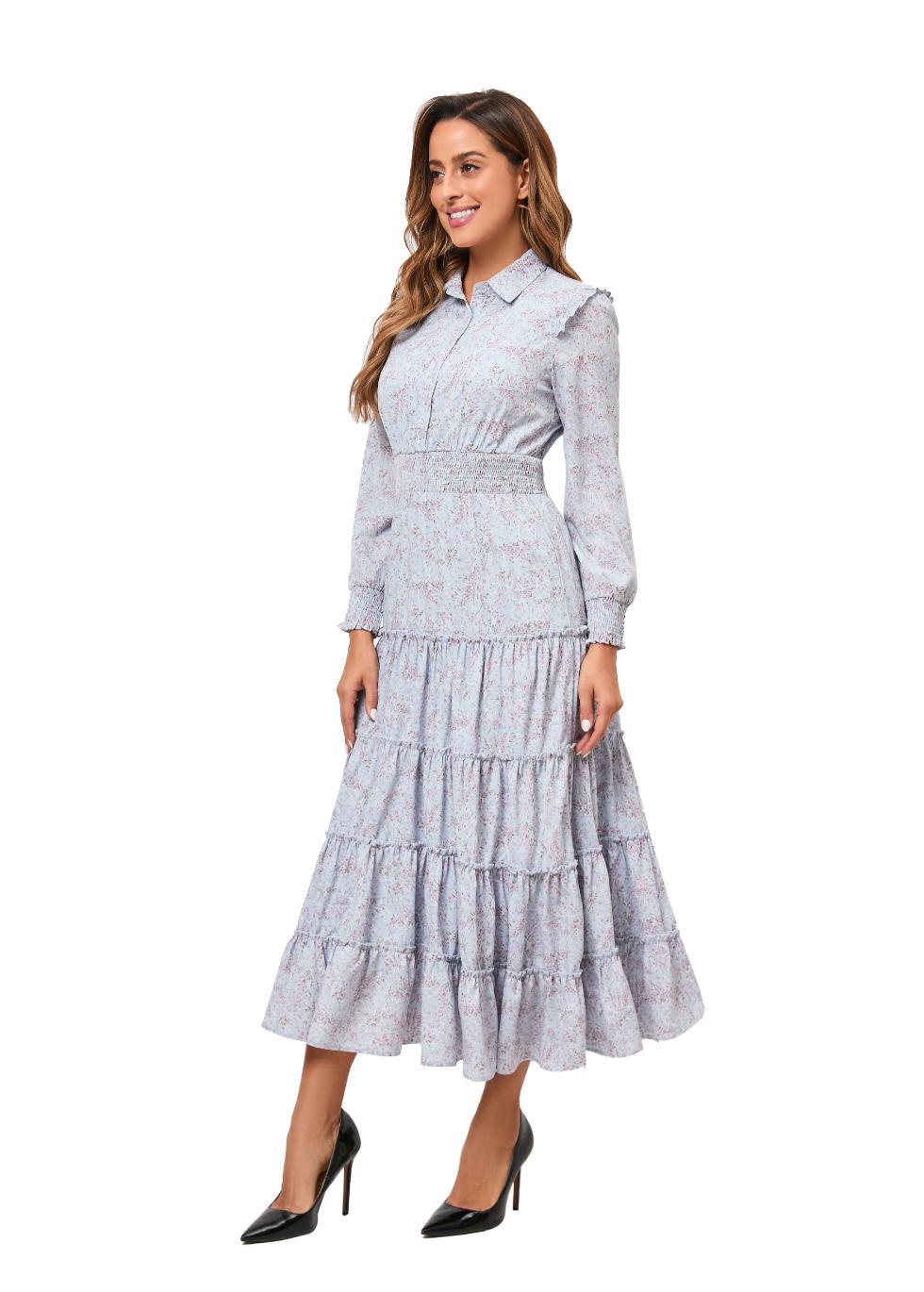 Lavender Dream Tiered Ruffle Midi Dress - MissFinchNYC