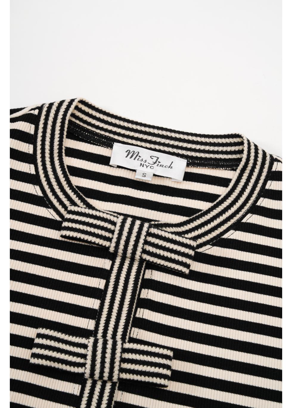 Ribbon-Tie Striped Cardigan - MissFinchNYC