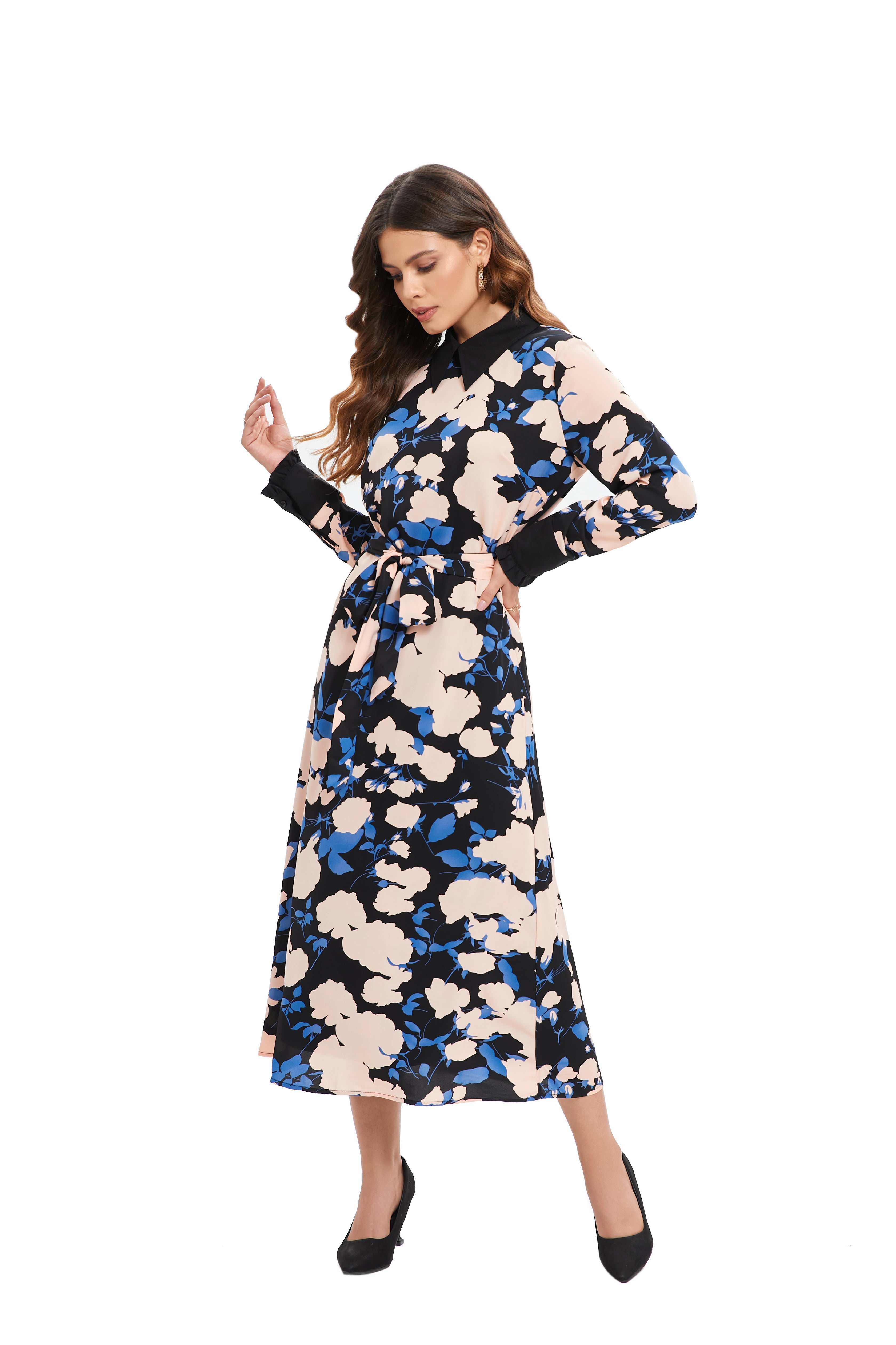 Sapphire Bloom Midi Dress - MissFinchNYC
