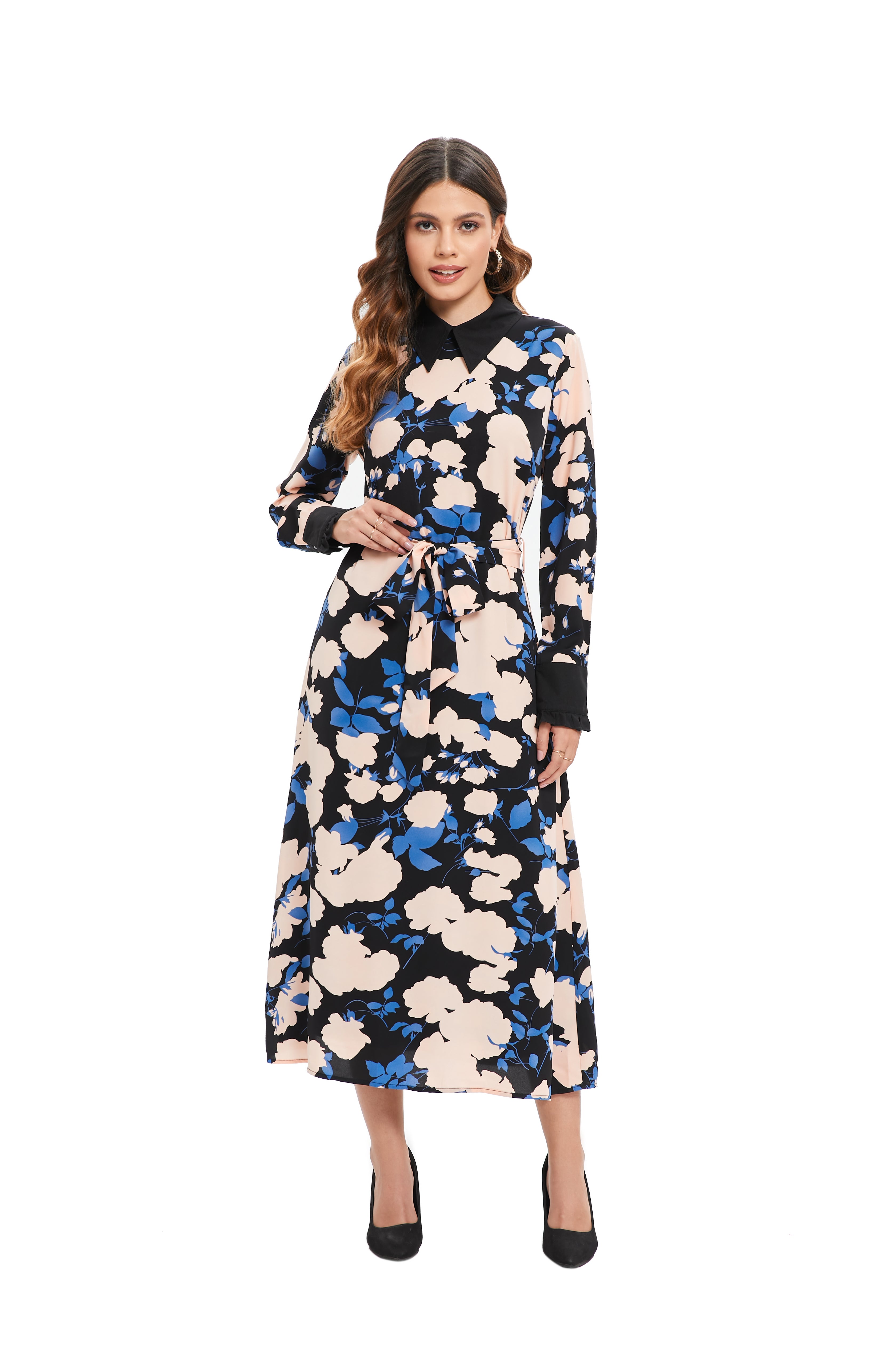 Sapphire Bloom Midi Dress - MissFinchNYC